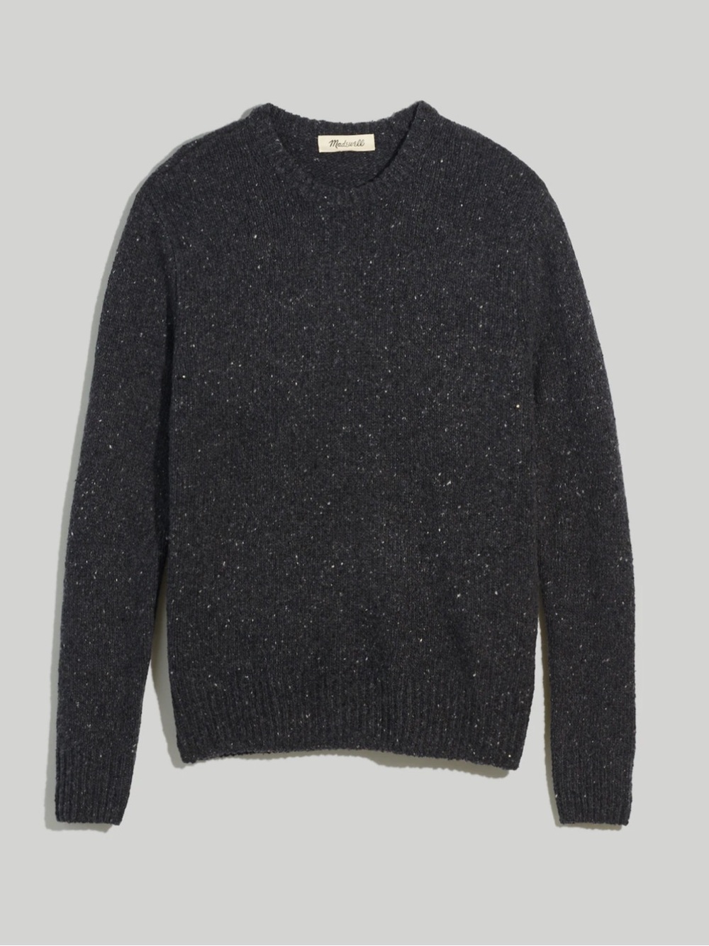 Madewell Men's Donegal Crewneck Sweater in Almost Black Charcoal Sz m